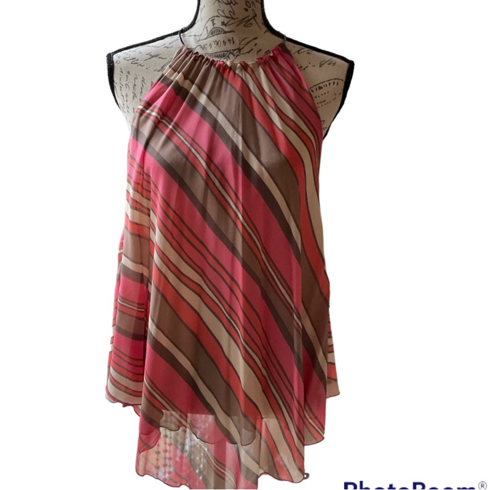 TRINA TURK LA Choker Halter Neck Top TAUPE,BEIGE,PEACH SMALL good condition